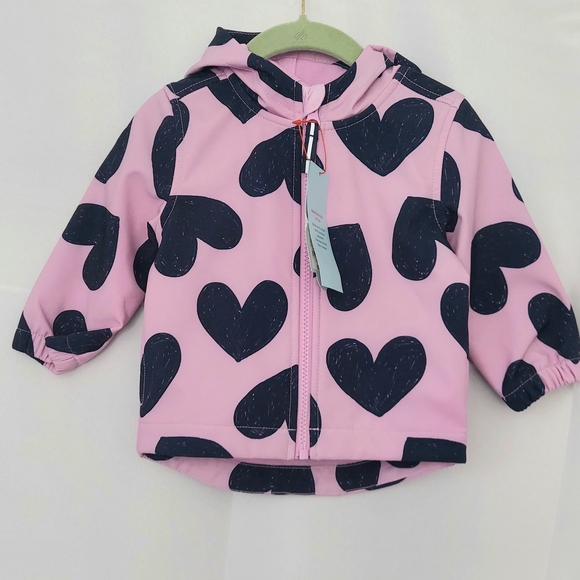 Cat & Jack Other - Cat & Jack Pink & Navy Blue Hooded Raincoat Baby Girls Size 12Month Girlhoodcore